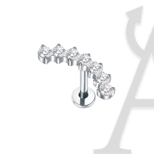 Labret Arco Ondulado de Cristais em Titânio G23 – Brilho Celestial