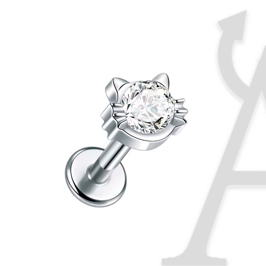 Labret Flor Delicada com Cristal em Titânio G23 – Charme Floral