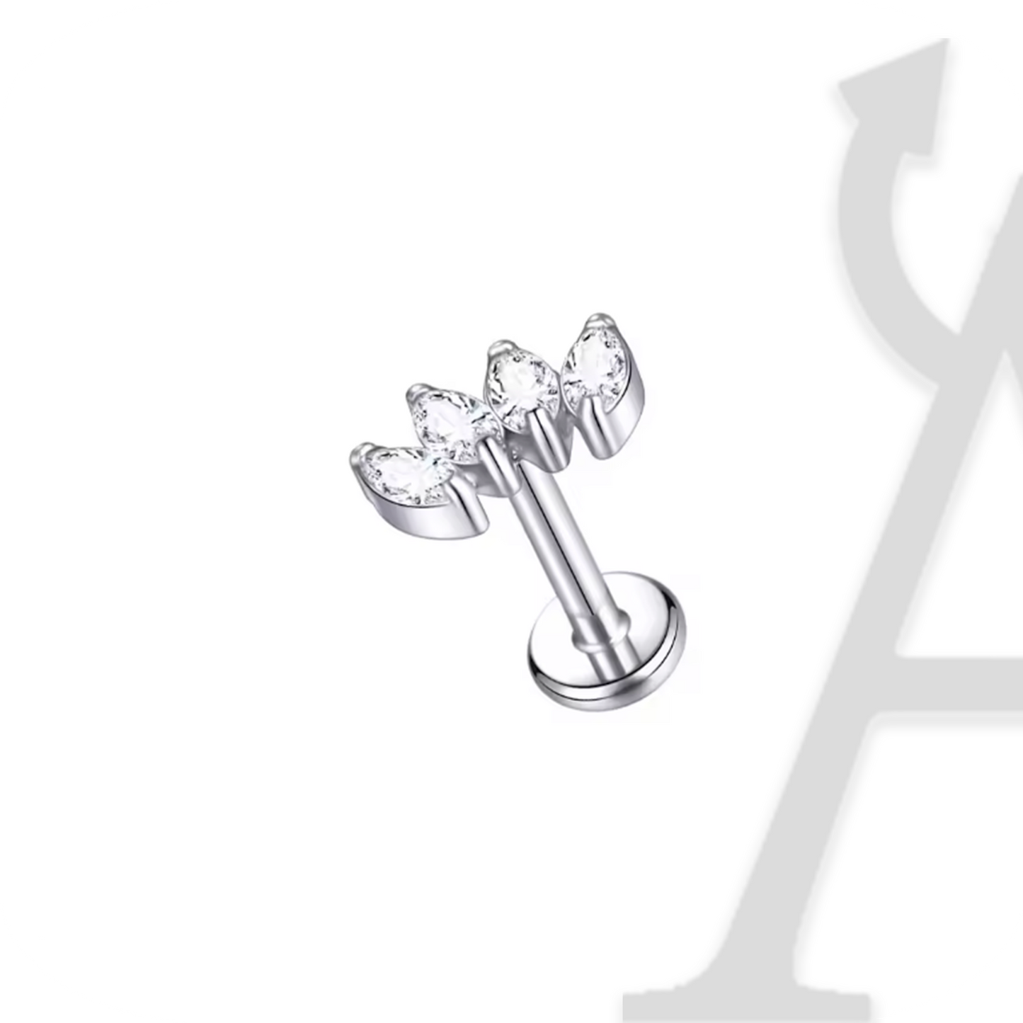 Labret Leque Marquise Pequeno em Titânio G23 – Asas de Cristal