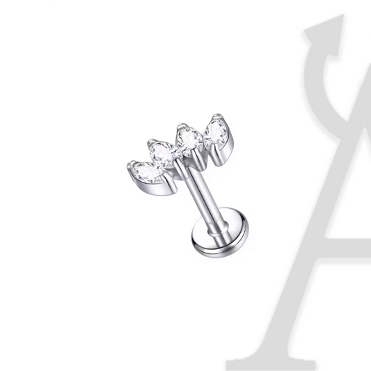 Labret Leque Marquise Pequeno em Titânio G23 – Asas de Cristal