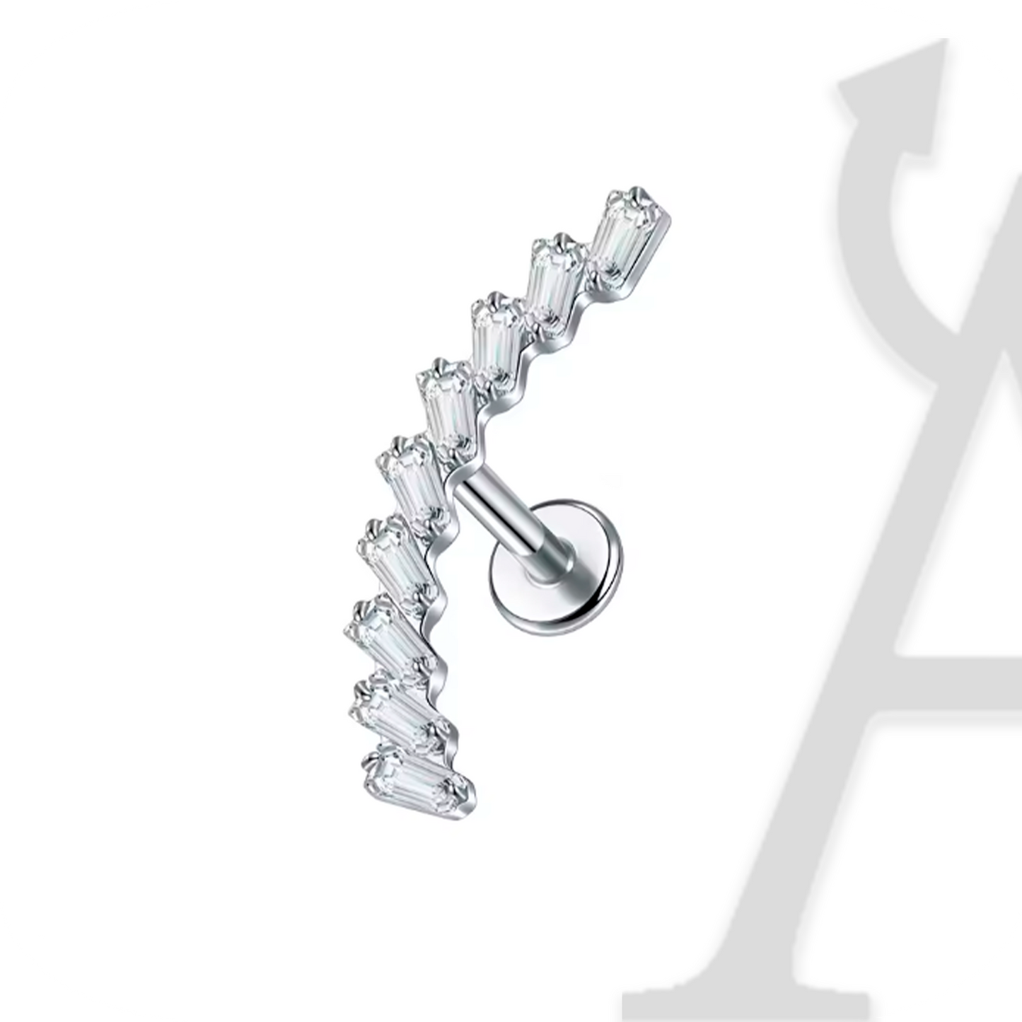 Labret Arco Baguette em Titânio G23 – Brilho Geométrico