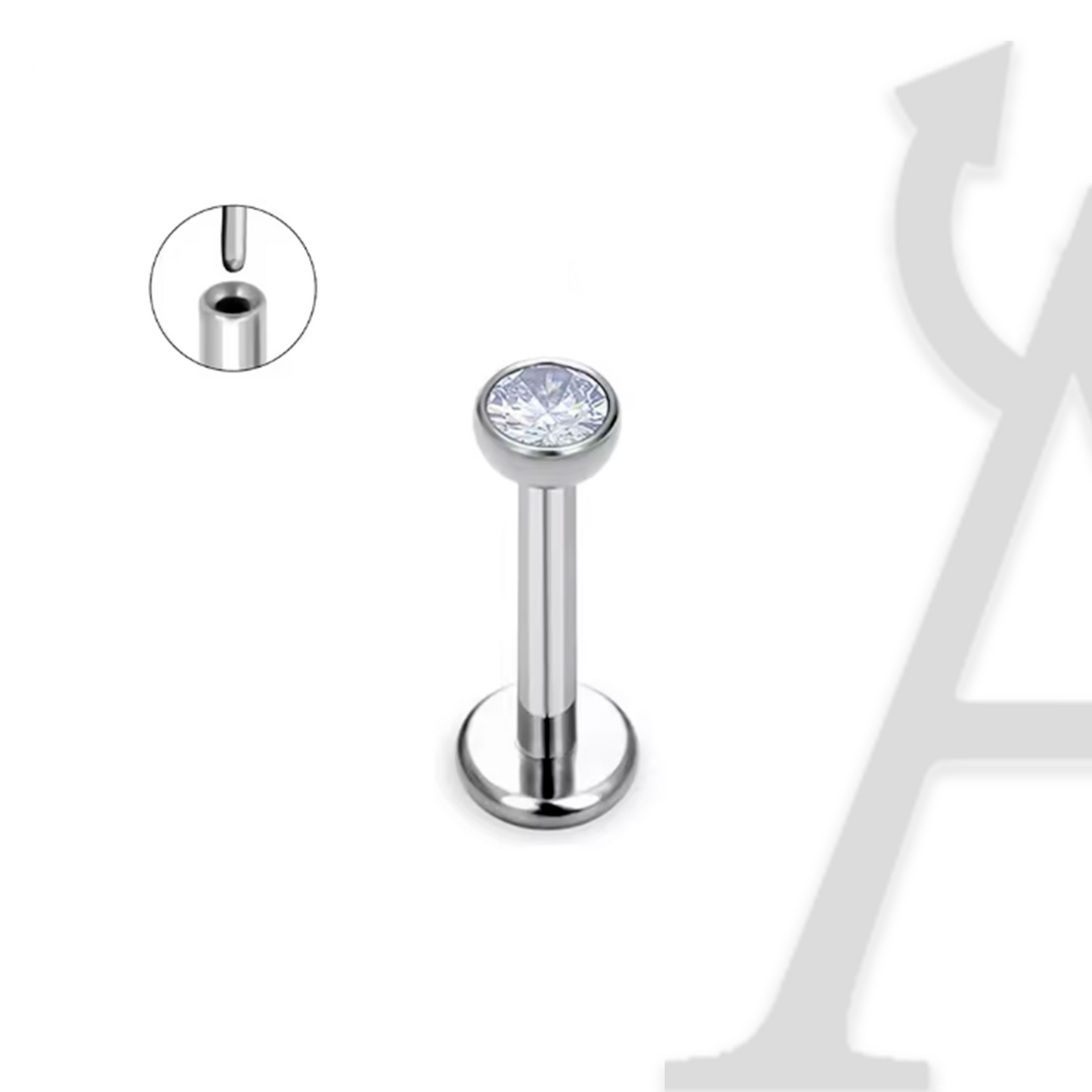 Labret Push-in 1mm Cristal Bezel em Titânio G23 – Minimalismo Elegante