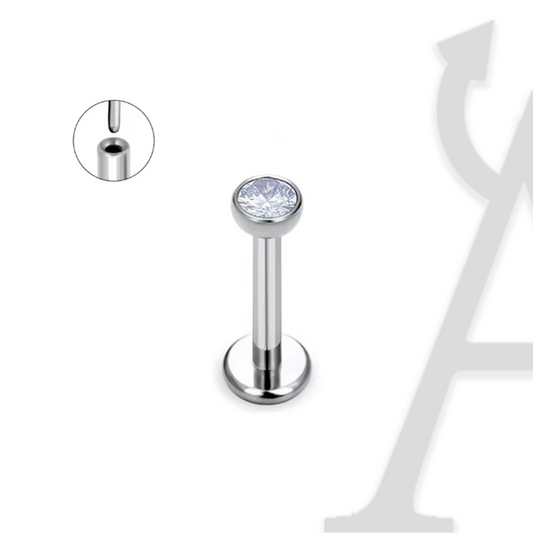 Labret Push-in 1mm Cristal Bezel em Titânio G23 – Minimalismo Elegante
