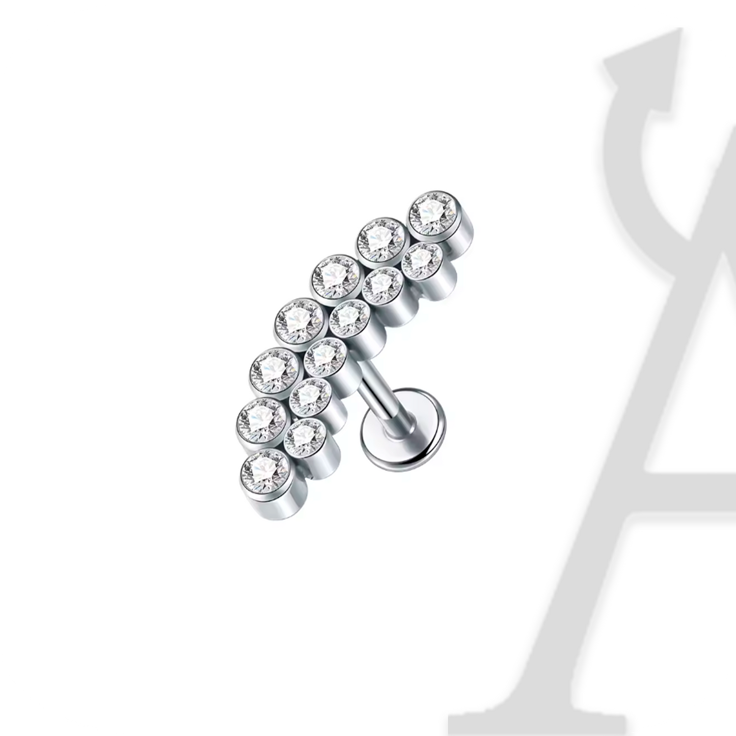 Labret Arco Duplo de Cristais Bezel em Titânio G23 – Brilho Duplo