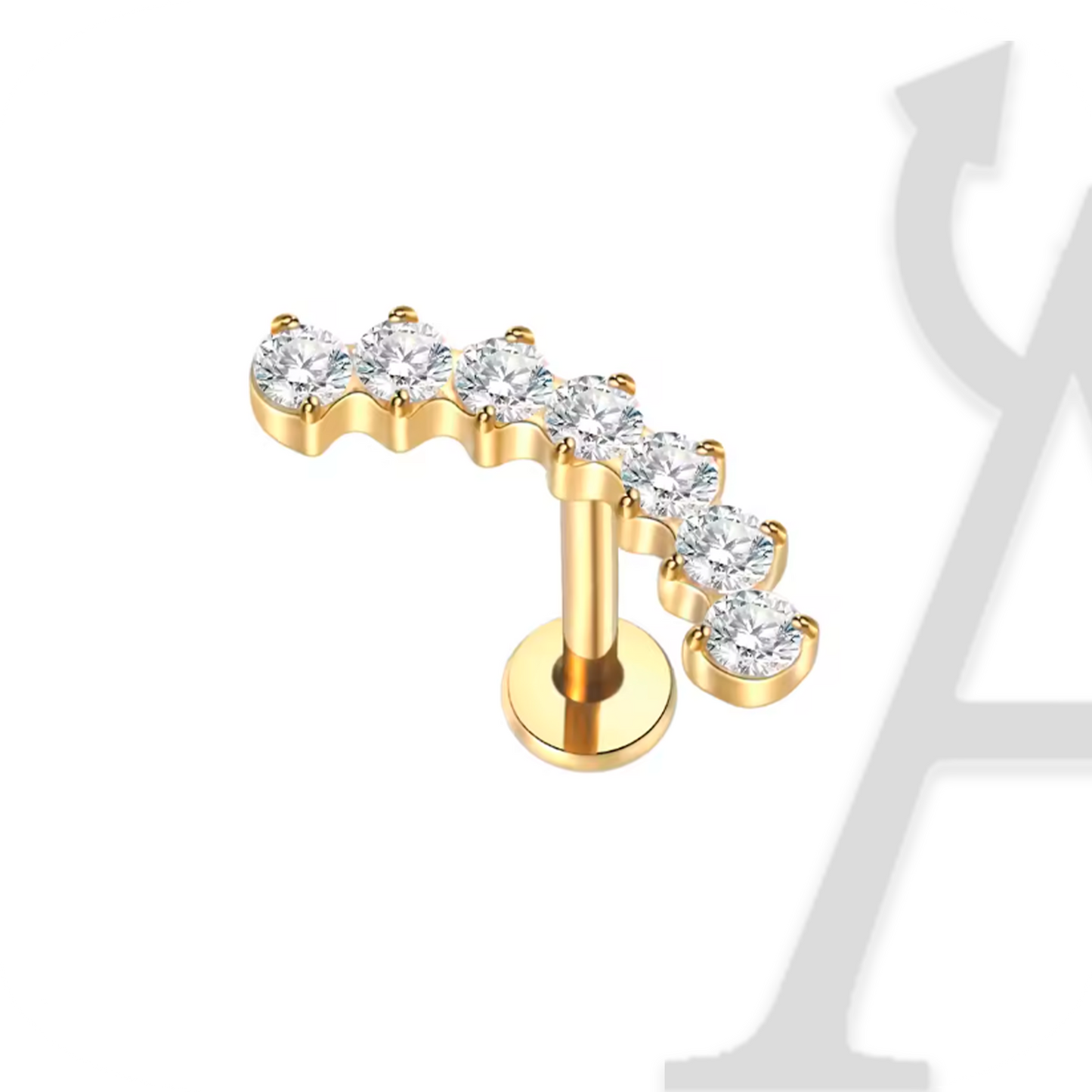 Labret Arco Ondulado de Cristais em Titânio G23 – Brilho Celestial