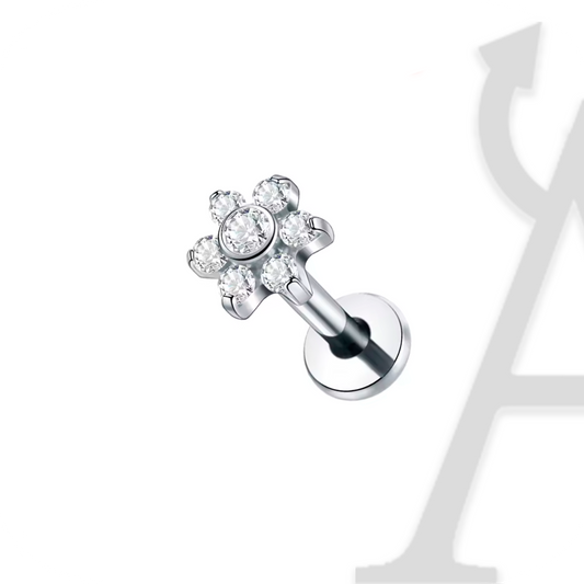 Flor Radiante Labret em Titânio