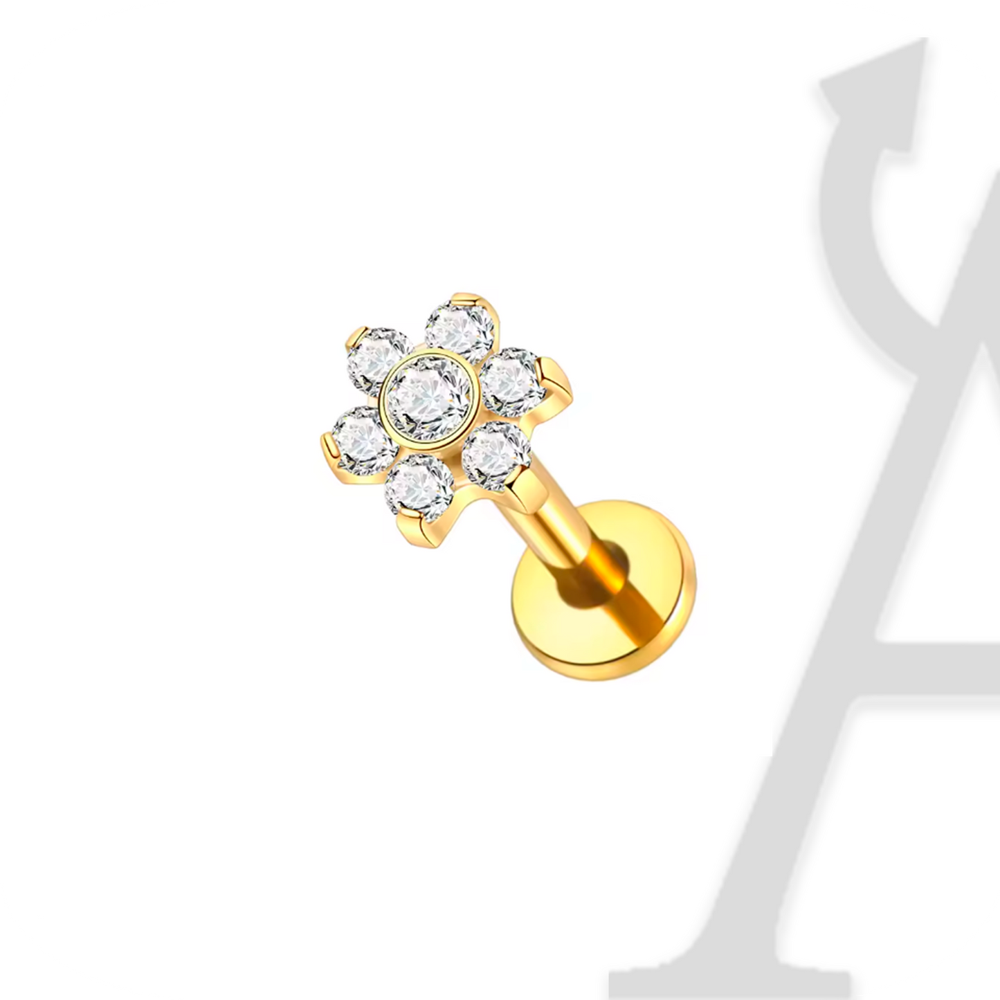 Flor Radiante Labret em Titânio