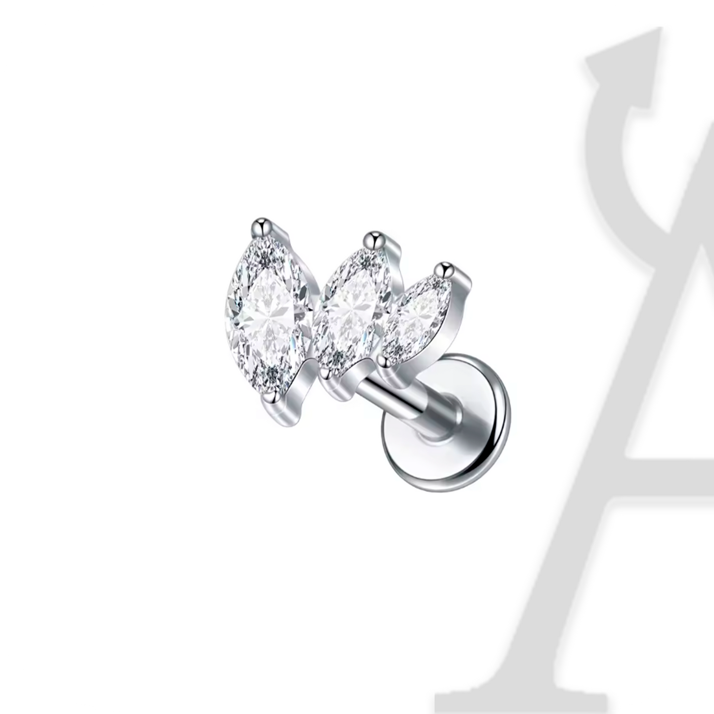 Labret Trio Marquise em Titânio G23 – Sofisticação Luxuosa
