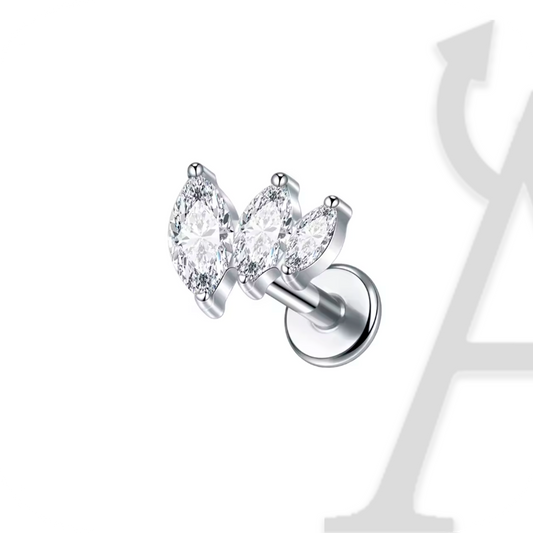 Labret Trio Marquise em Titânio G23 – Sofisticação Luxuosa