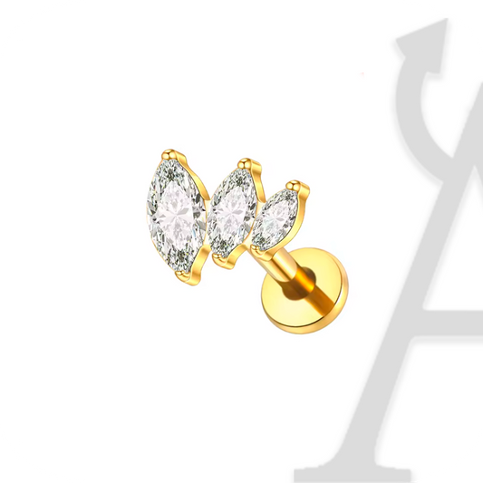 Labret Trio Marquise em Titânio G23 – Sofisticação Luxuosa