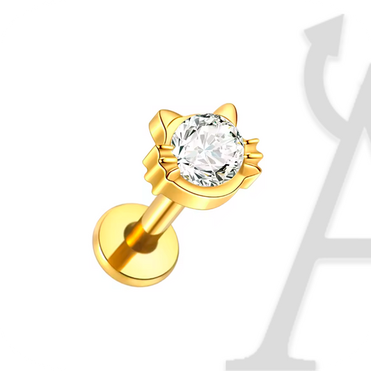 Labret Flor Delicada com Cristal em Titânio G23 – Charme Floral