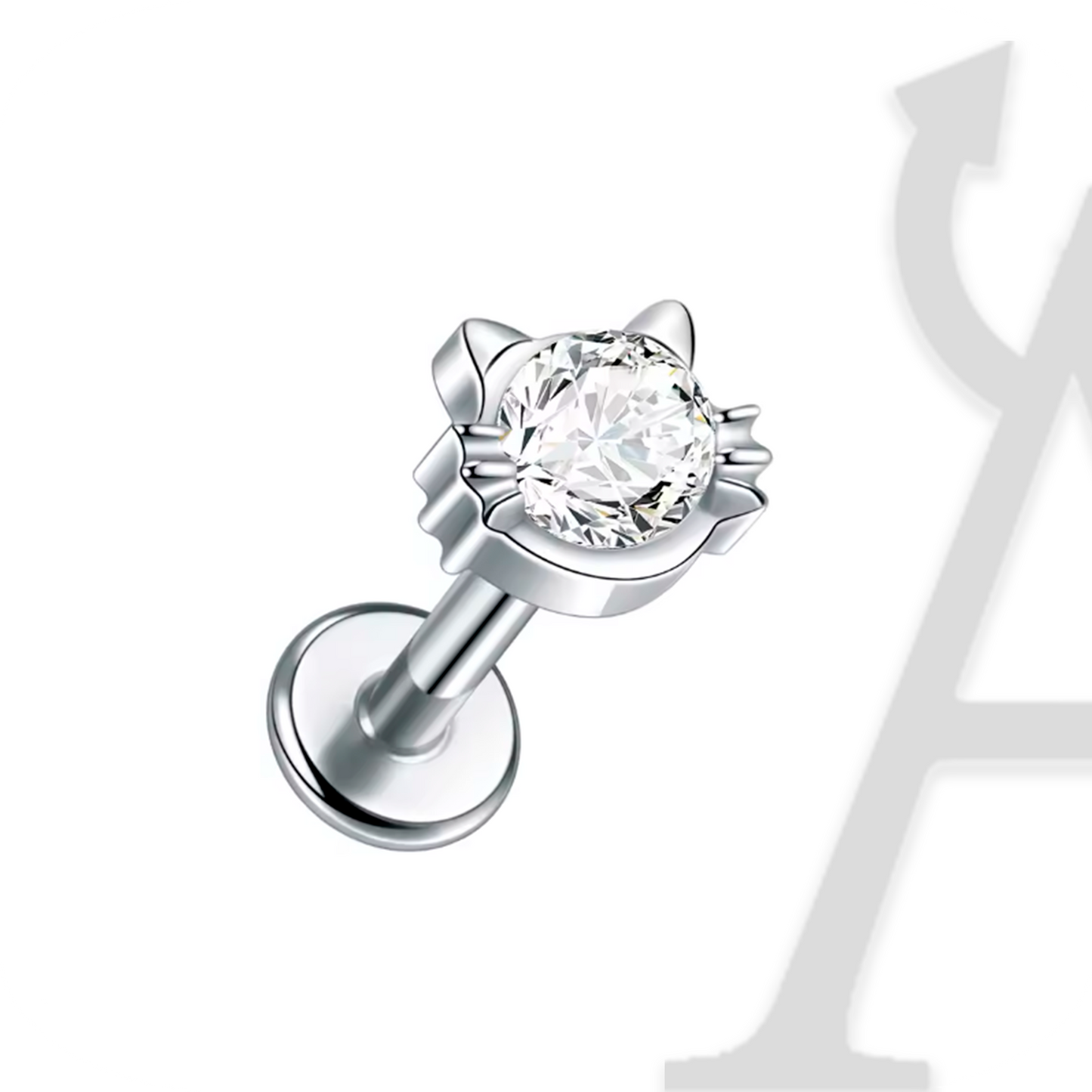 Labret Flor Delicada com Cristal em Titânio G23 – Charme Floral