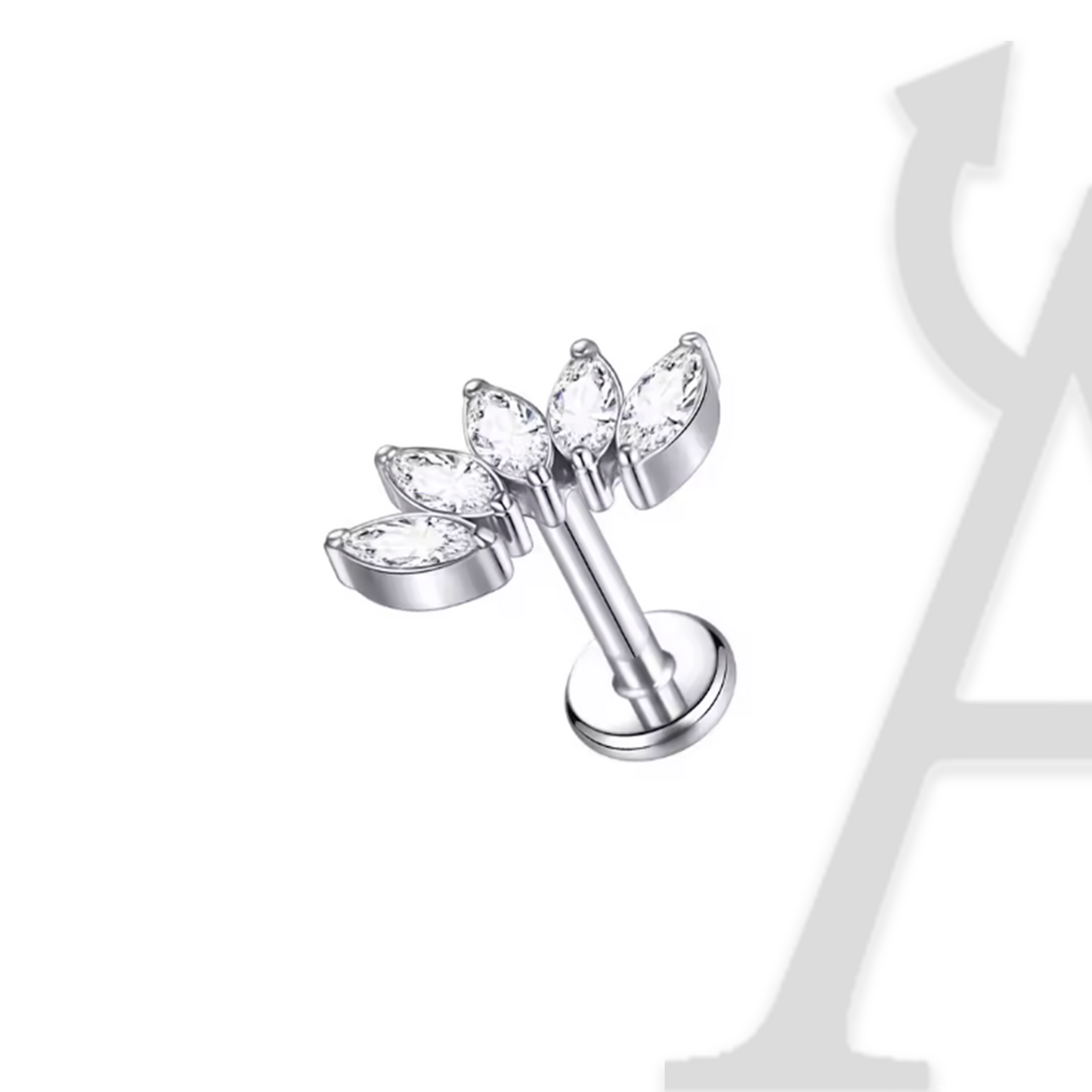 Labret Leque Marquise em Titânio G23 – Asas de Cristal