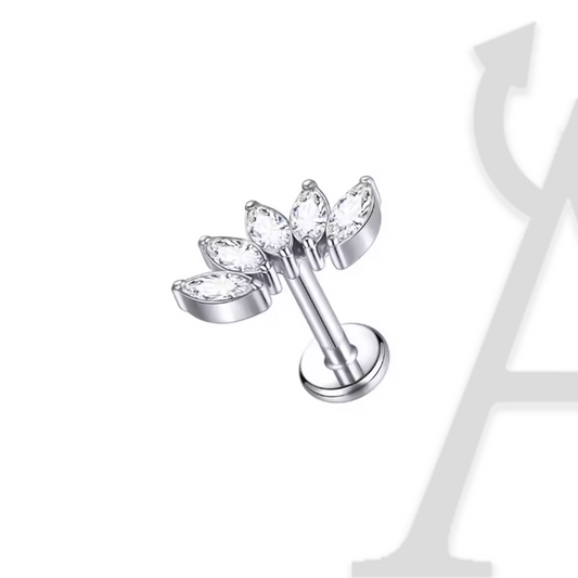 Labret Leque Marquise em Titânio G23 – Asas de Cristal