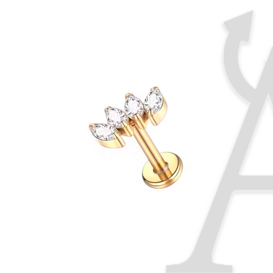 Labret Leque Marquise Pequeno em Titânio G23 – Asas de Cristal