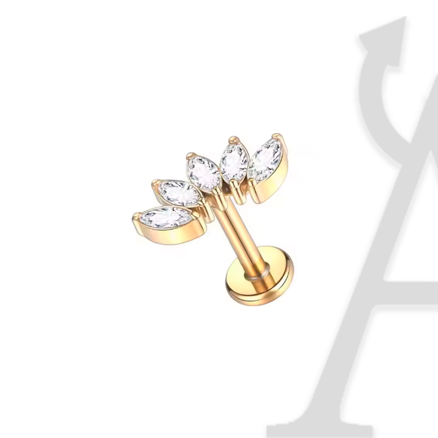 Labret Leque Marquise em Titânio G23 – Asas de Cristal