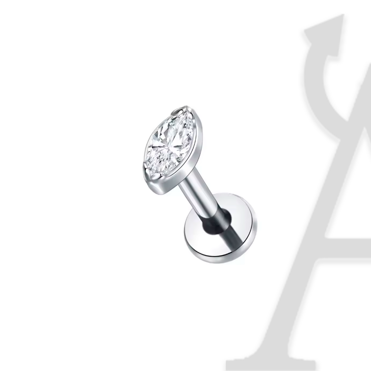 Labret Marquise Solitário em Titânio G23 – Elegância Clássica
