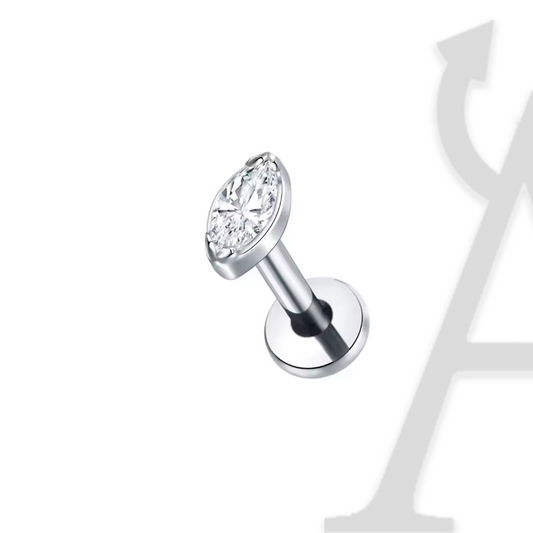 Labret Marquise Solitário em Titânio G23 – Elegância Clássica