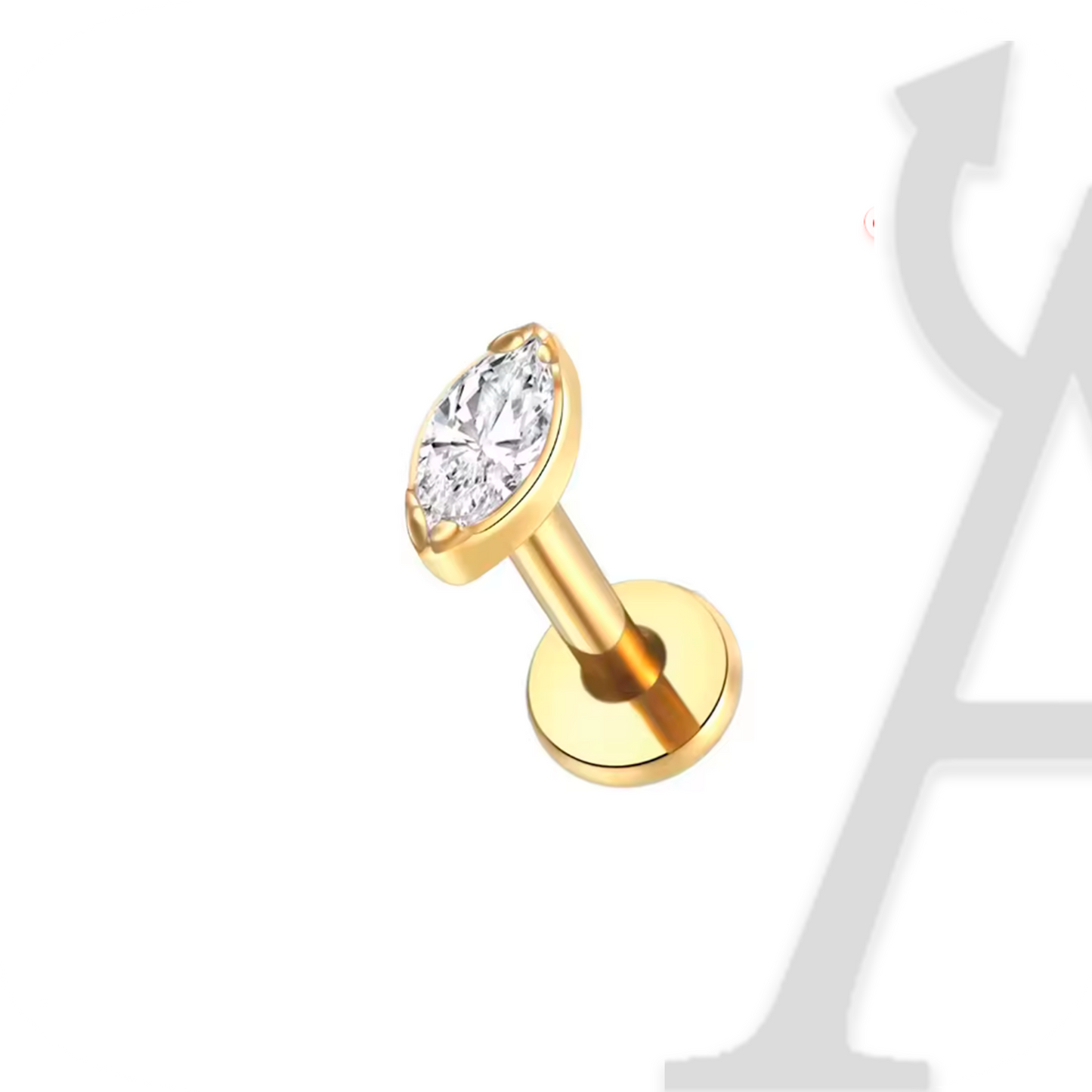 Labret Marquise Solitário em Titânio G23 – Elegância Clássica