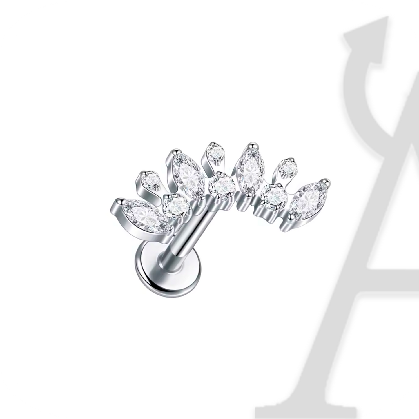 Labret Coroa de Cristais Marquise em Titânio G23 – Majestade Radiante