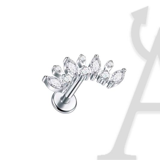 Labret Coroa de Cristais Marquise em Titânio G23 – Majestade Radiante