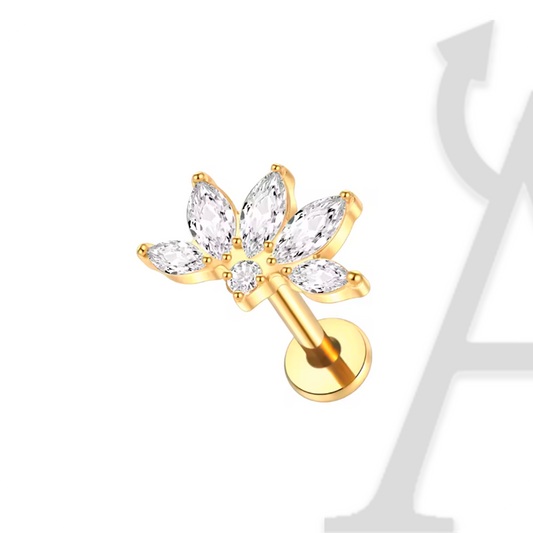 Labret Flor Marquise em Titânio G23 – Jardim de Cristal