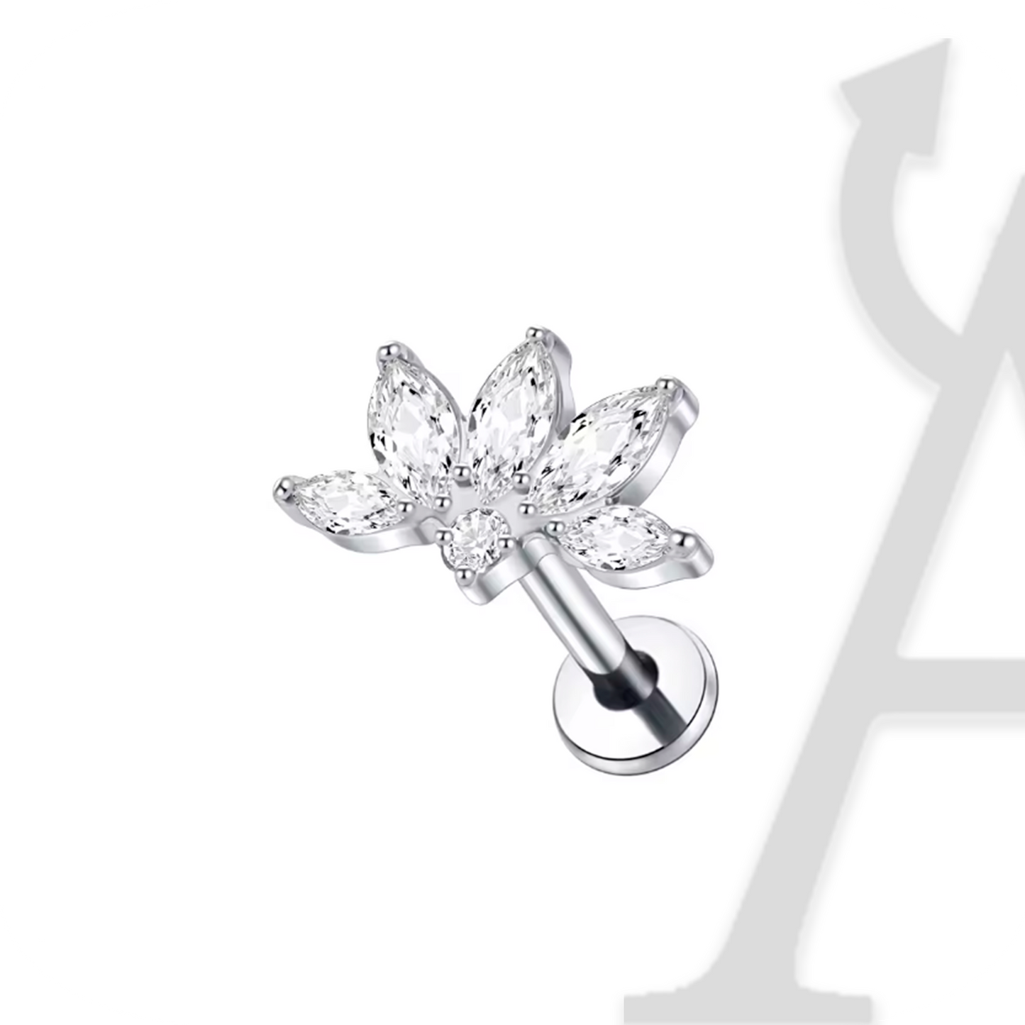 Labret Flor Marquise em Titânio G23 – Jardim de Cristal