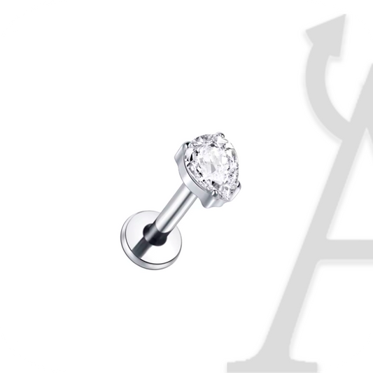 Labret Solitário Coroa em Titânio G23 – Brilho Clássico