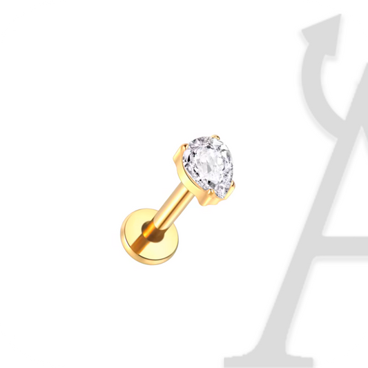 Labret Solitário Coroa em Titânio G23 – Brilho Clássico