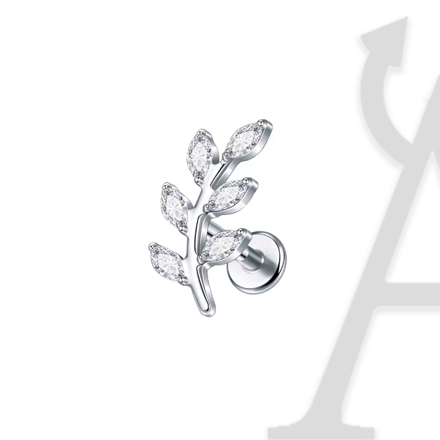 Labret Ramo de Folhas Marquise em Titânio G23 – Jardim Encantado