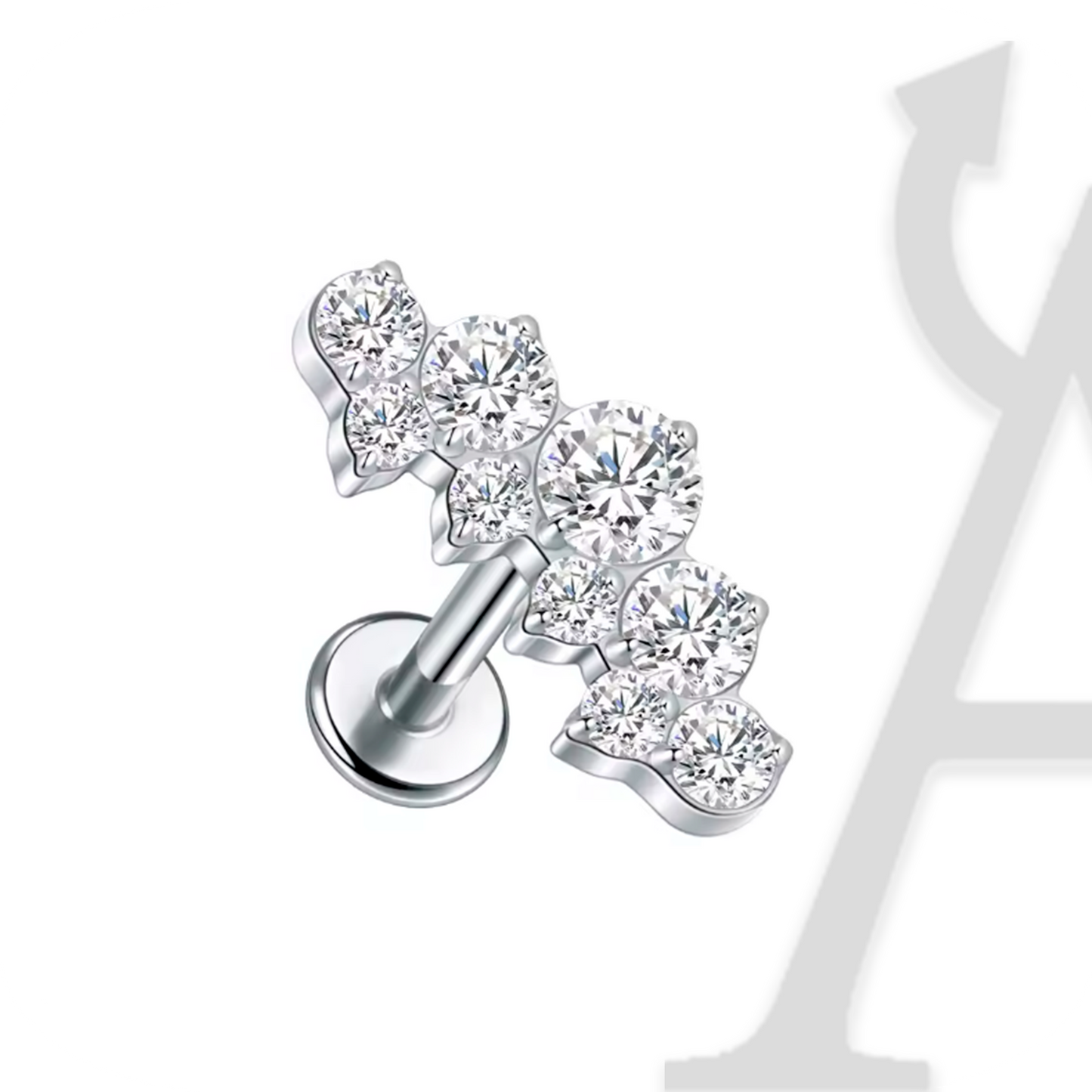 Labret Arco de Cristais em Titânio G23 – Elegância Radiante