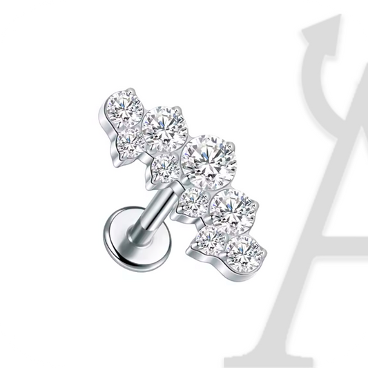 Labret Arco de Cristais em Titânio G23 – Elegância Radiante