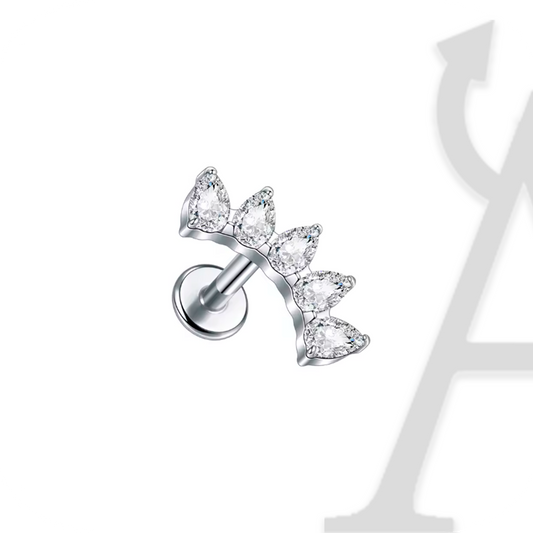 Labret Coroa de Gotas em Titânio G23 – Elegância Real