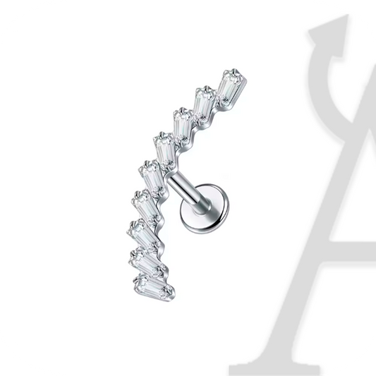 Labret Arco Baguette em Titânio G23 – Brilho Geométrico