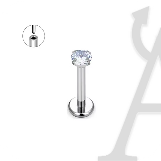 Labret Push-in 1mm Cristal Cravado em Titânio G23 – Brilho Clássico