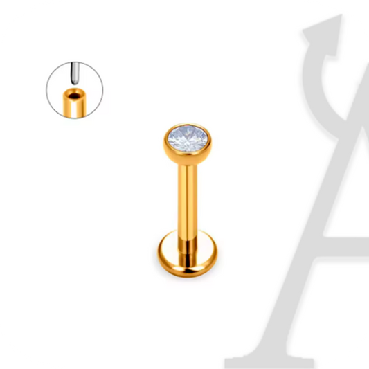 Labret Push-in 1mm Cristal Bezel em Titânio G23 – Minimalismo Elegante