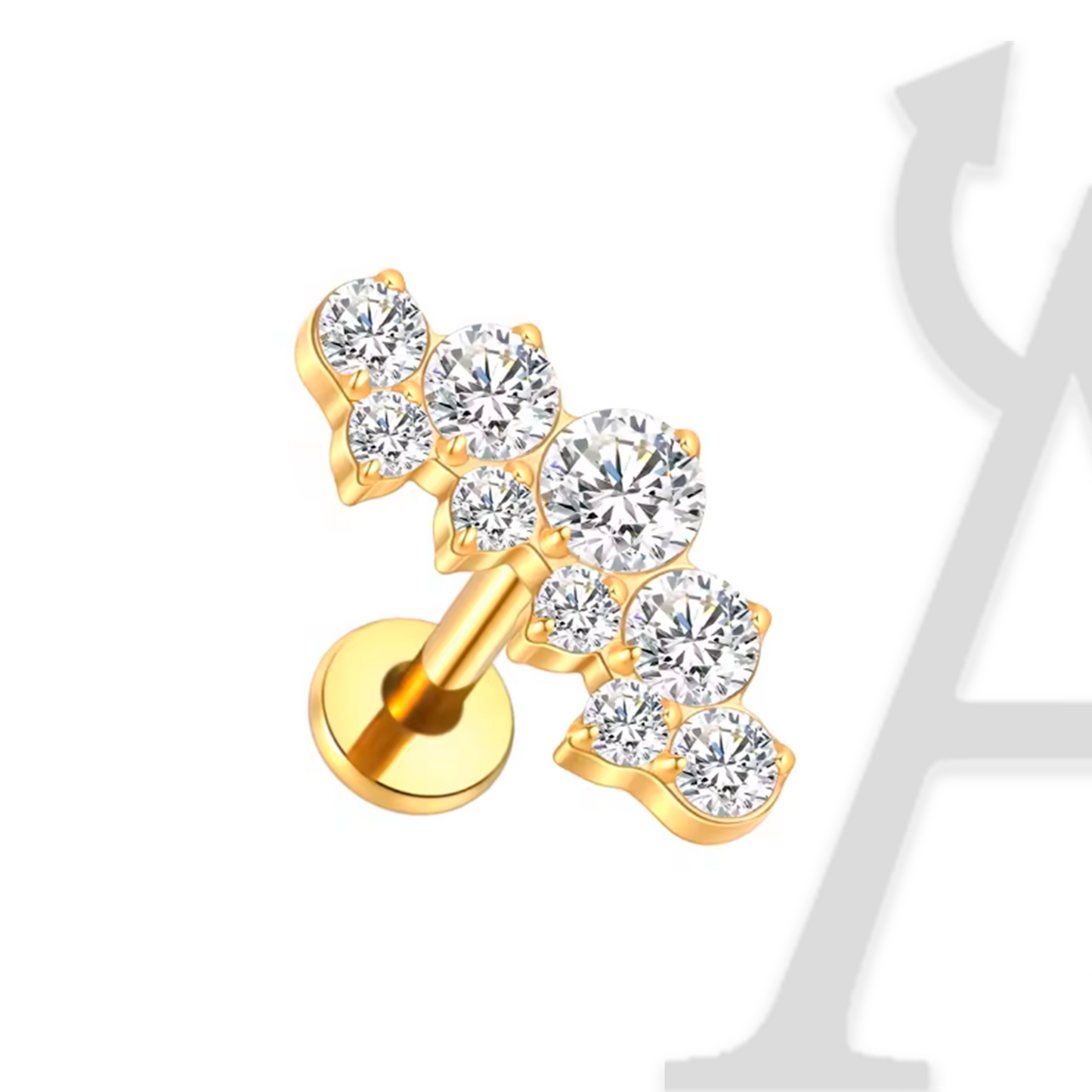 Labret Arco de Cristais em Titânio G23 – Elegância Radiante