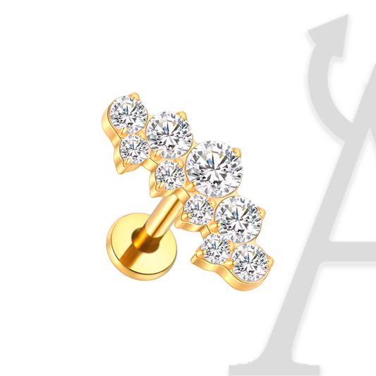 Labret Arco de Cristais em Titânio G23 – Elegância Radiante