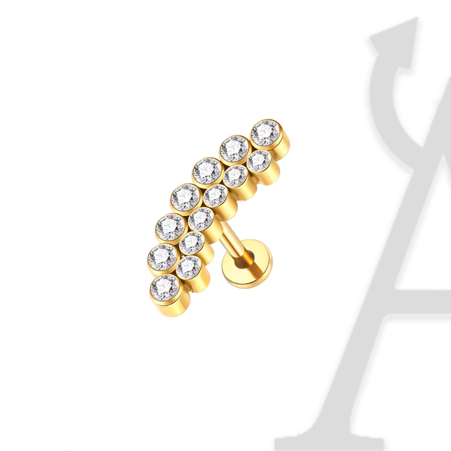 Labret Arco Duplo de Cristais Bezel em Titânio G23 – Brilho Duplo