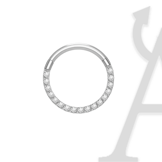 Argola clicker eternity com cristais em titânio prateado